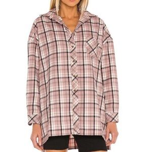 Gela Oversized Top in Pink Plaid Lovers and Friends Flannel